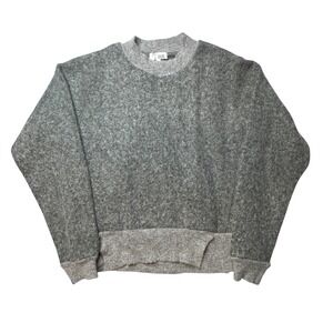 Trim & Tailor Sweater Women XS Gray Wool Blend Crewneck Fuzzy Ribbed Knit Trim